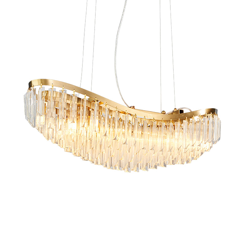 Crystal Ship Large Chandelier for Restaurant Hotel Post Modern LED Ceiling Hanging Light in Gold, White Light Clearhalo 'Ceiling Lights' 'Chandeliers' 'Modern Chandeliers' 'Modern' Lighting' 157474