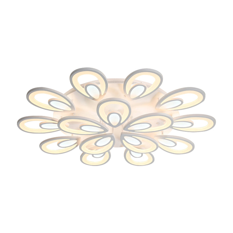 LED Petal Acrylic Flush Mount Light Contemporary 6/12/15 Lights White Ceiling Lighting Fixture in Warm/White/Natural Light Clearhalo 'Ceiling Lights' 'Close To Ceiling Lights' 'Close to ceiling' 'Semi-flushmount' Lighting' 157488