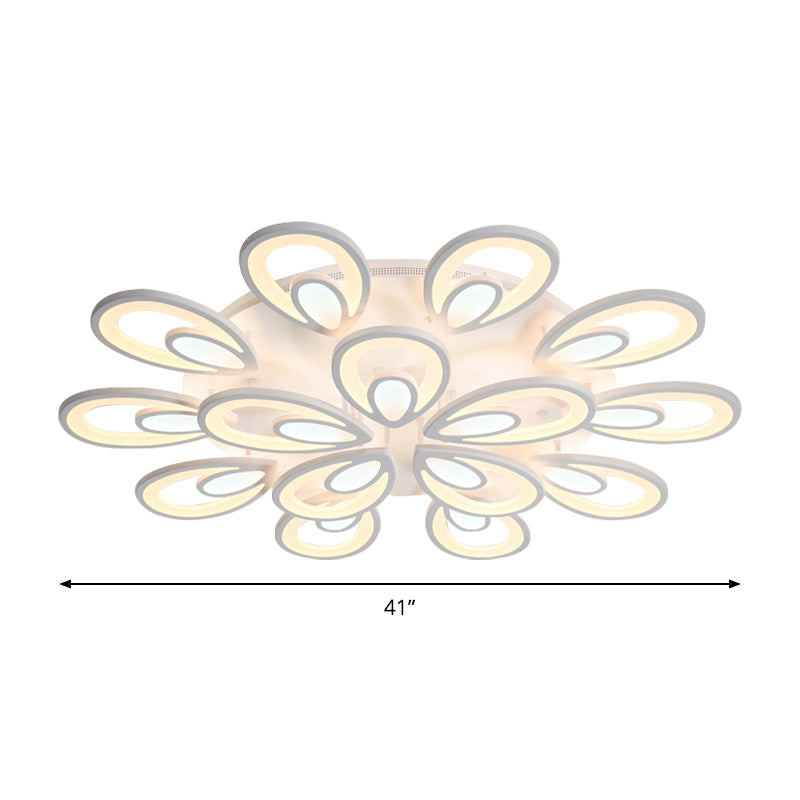 LED Petal Acrylic Flush Mount Light Contemporary 6/12/15 Lights White Ceiling Lighting Fixture in Warm/White/Natural Light Clearhalo 'Ceiling Lights' 'Close To Ceiling Lights' 'Close to ceiling' 'Semi-flushmount' Lighting' 157489