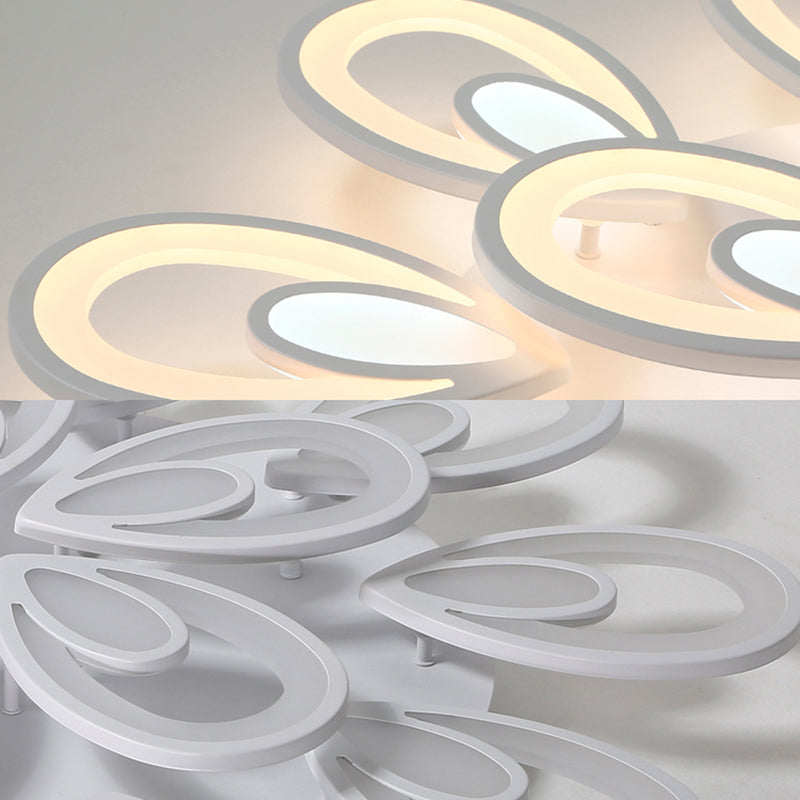 LED Petal Acrylic Flush Mount Light Contemporary 6/12/15 Lights White Ceiling Lighting Fixture in Warm/White/Natural Light Clearhalo 'Ceiling Lights' 'Close To Ceiling Lights' 'Close to ceiling' 'Semi-flushmount' Lighting' 157490