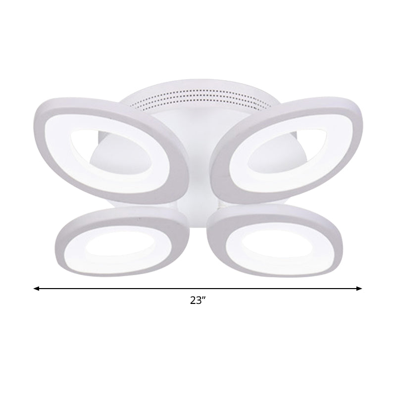 Modern 4/5/8 Lights LED Flush Mount Light with Acrylic Shade White Leaf Ceiling Lighting in Warm/White/Natural Light Clearhalo 'Ceiling Lights' 'Close To Ceiling Lights' 'Close to ceiling' 'Semi-flushmount' Lighting' 157499