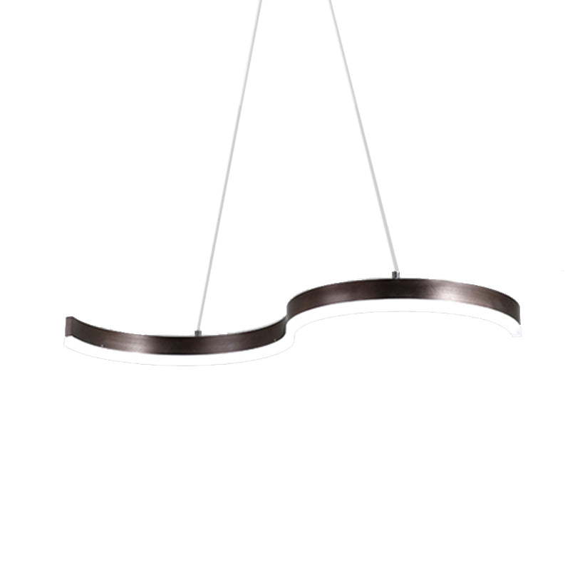 25.5"/31.5" Wide Contemporary 1 Light Chandelier with Acrylic Shade Brown S-Shaped Ceiling Pendant in Warm/White Light Clearhalo 'Ceiling Lights' 'Chandeliers' 'Modern Chandeliers' 'Modern' Lighting' 157515