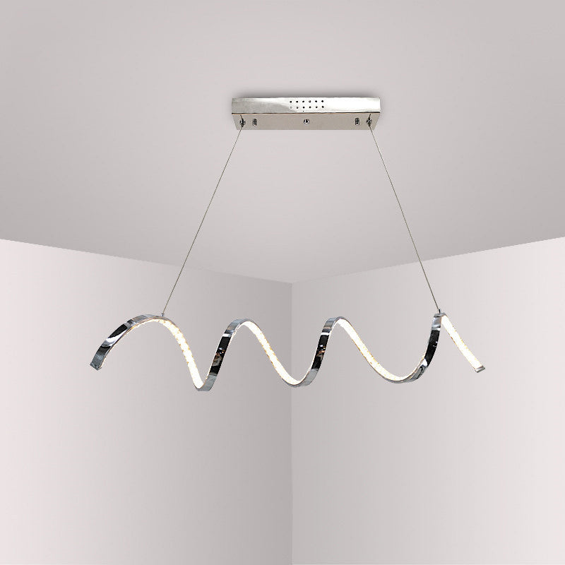 Curved Chandelier Lamp Contemporary Crystal Silver LED Hanging Light Fixture in Warm/White Light for Restaurant Silver Clearhalo 'Ceiling Lights' 'Chandeliers' 'Modern Chandeliers' 'Modern' Lighting' 157519