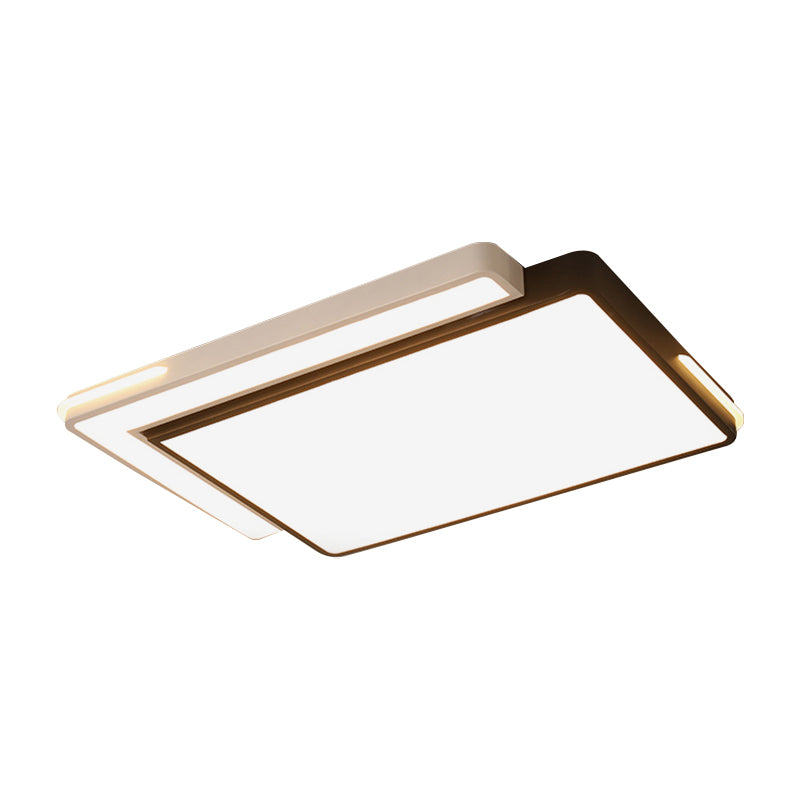 Modern LED Flush Light Fixture with Acrylic Shade Black and White Square/Rectangle Ceiling Light in White/Warm Light, 20.5"/39" W Clearhalo 'Ceiling Lights' 'Close To Ceiling Lights' 'Close to ceiling' 'Flush mount' Lighting' 157551