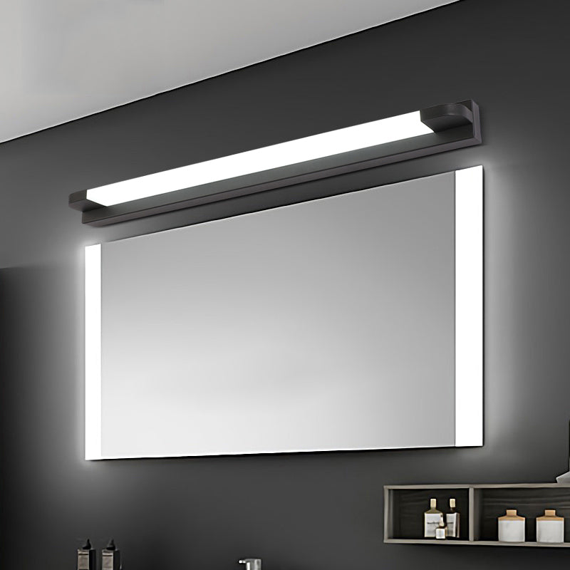 18"/21.5" Wide Slim Vanity Lighting Modern Style Metal Warm/White Lighting LED Black/White Sconce Light for Bathroom Black Clearhalo 'Cast Iron' 'Glass' 'Industrial' 'Modern wall lights' 'Modern' 'Tiffany' 'Traditional wall lights' 'Vanity Lights' 'Wall Lights' Lighting' 157585