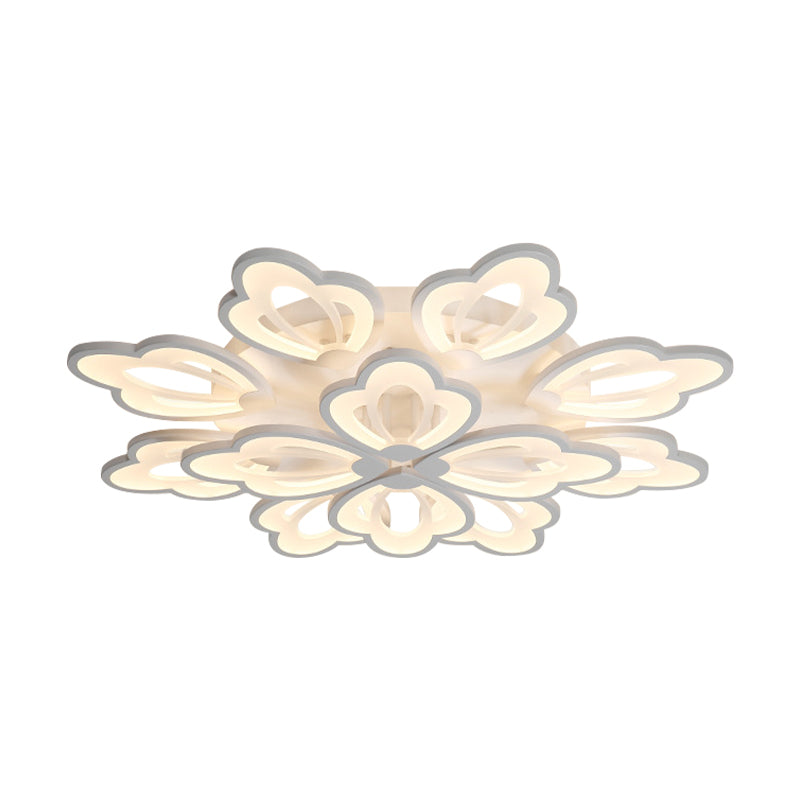 Floral Ceiling Flushmount Modern Acrylic 3/5/9 Lights Bedroom LED Flush Mount Ceiling Light in White/Warm/Natural Light Clearhalo 'Ceiling Lights' 'Close To Ceiling Lights' 'Close to ceiling' 'Semi-flushmount' Lighting' 157602