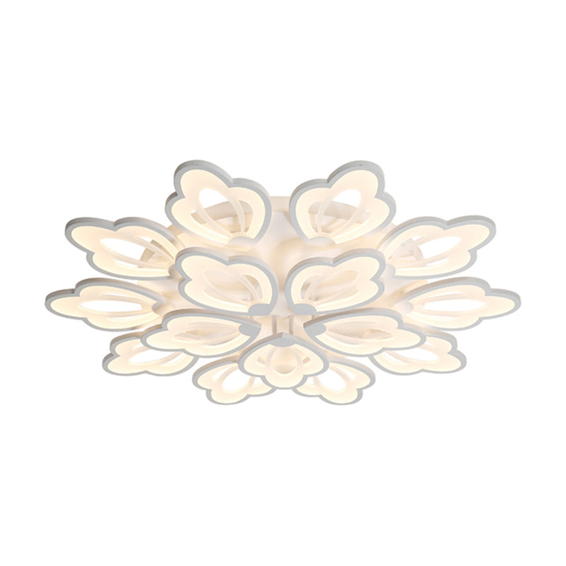 Floral Ceiling Flushmount Modern Acrylic 3/5/9 Lights Bedroom LED Flush Mount Ceiling Light in White/Warm/Natural Light Clearhalo 'Ceiling Lights' 'Close To Ceiling Lights' 'Close to ceiling' 'Semi-flushmount' Lighting' 157606