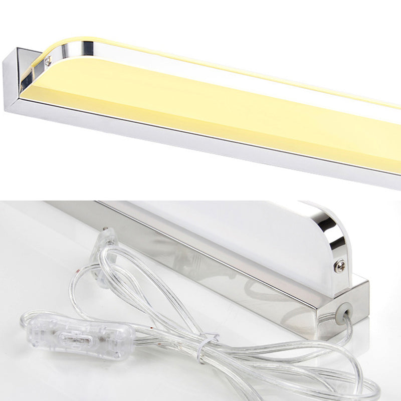 Ultra-Thin Acrylic Vanity Wall Light Minimalism 9"/16.5" W LED Chrome Finish Wall Lamp for Bathroom, Warm/White Lighting Clearhalo 'Cast Iron' 'Glass' 'Industrial' 'Modern wall lights' 'Modern' 'Tiffany' 'Traditional wall lights' 'Vanity Lights' 'Wall Lights' Lighting' 157668