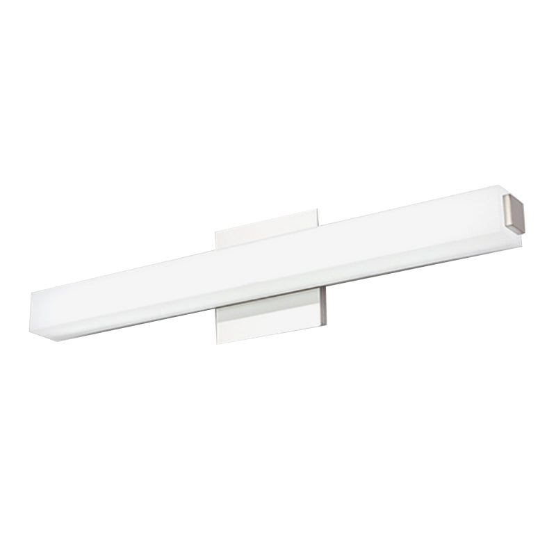 Simplistic LED Wall Sconce with Acrylic Shade Chrome Finish Rectangular Vanity Lighting in Warm/White Light, 16.5"/24.5" Dia Clearhalo 'Cast Iron' 'Glass' 'Industrial' 'Modern wall lights' 'Modern' 'Tiffany' 'Traditional wall lights' 'Vanity Lights' 'Wall Lights' Lighting' 157689