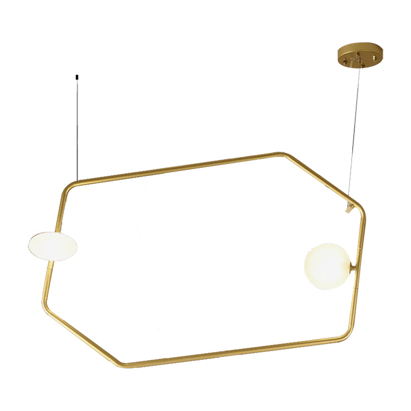 Contemporary Geometrical Ceiling Light with Glass Shade Metal 2/4/6/8 Lights Gold Living Room Hanging Chandelier Light Clearhalo 'Ceiling Lights' 'Chandeliers' 'Modern Chandeliers' 'Modern' Lighting' 157702