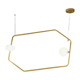 Contemporary Geometrical Ceiling Light with Glass Shade Metal 2/4/6/8 Lights Gold Living Room Hanging Chandelier Light Clearhalo 'Ceiling Lights' 'Chandeliers' 'Modern Chandeliers' 'Modern' Lighting' 157702