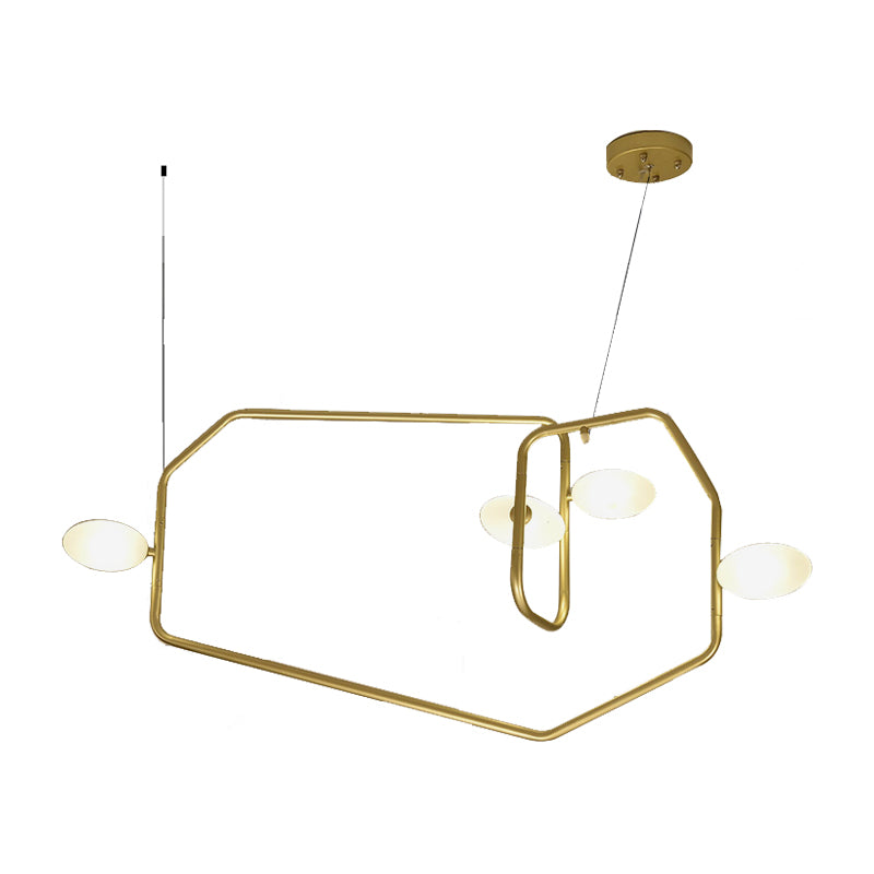 Contemporary Geometrical Ceiling Light with Glass Shade Metal 2/4/6/8 Lights Gold Living Room Hanging Chandelier Light Clearhalo 'Ceiling Lights' 'Chandeliers' 'Modern Chandeliers' 'Modern' Lighting' 157706