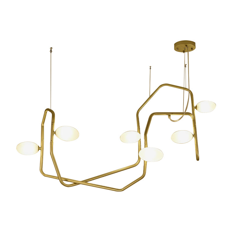 Contemporary Geometrical Ceiling Light with Glass Shade Metal 2/4/6/8 Lights Gold Living Room Hanging Chandelier Light Clearhalo 'Ceiling Lights' 'Chandeliers' 'Modern Chandeliers' 'Modern' Lighting' 157710