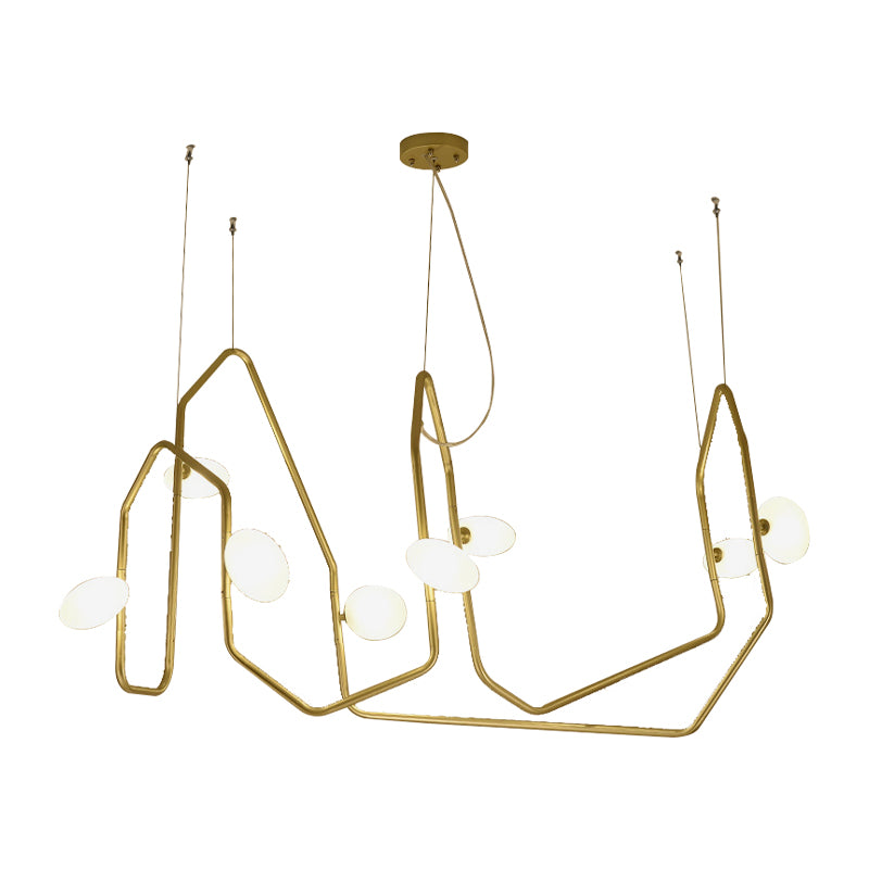 Contemporary Geometrical Ceiling Light with Glass Shade Metal 2/4/6/8 Lights Gold Living Room Hanging Chandelier Light Clearhalo 'Ceiling Lights' 'Chandeliers' 'Modern Chandeliers' 'Modern' Lighting' 157714