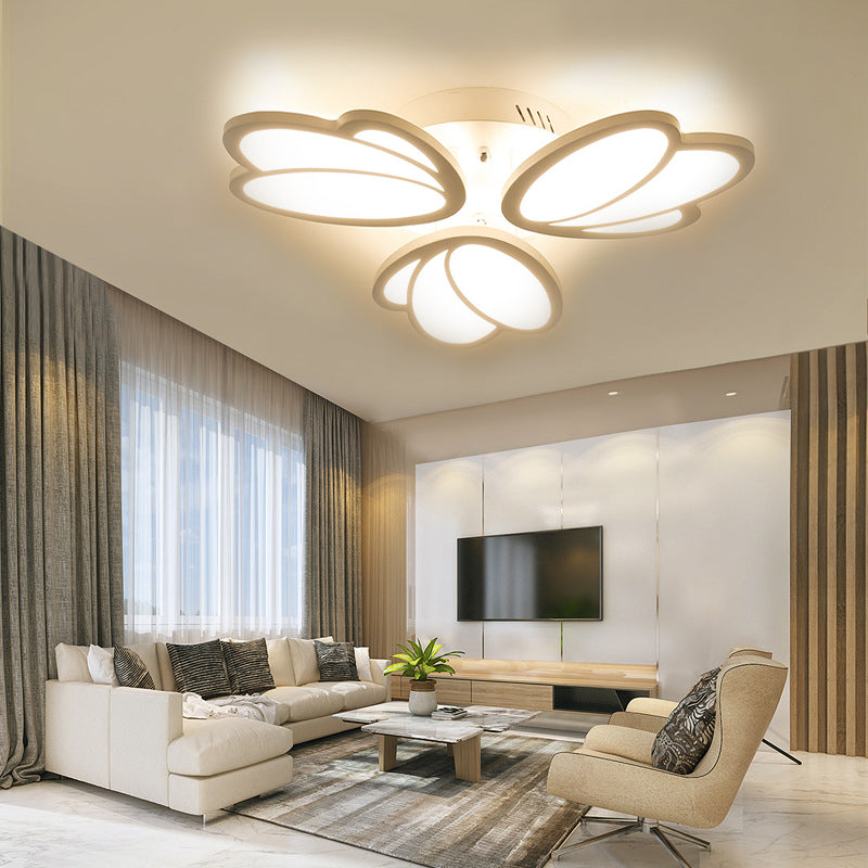 Leaf Flush Mount Light Contemporary Acrylic 3/6/9 Lights Living Room LED Ceiling Lighting Fixture in Warm/White/Natural Light 3 White Clearhalo 'Ceiling Lights' 'Close To Ceiling Lights' 'Close to ceiling' 'Semi-flushmount' Lighting' 157729