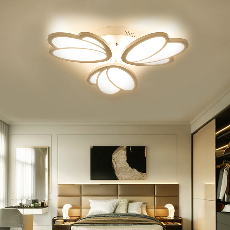 Leaf Flush Mount Light Contemporary Acrylic 3/6/9 Lights Living Room LED Ceiling Lighting Fixture in Warm/White/Natural Light Clearhalo 'Ceiling Lights' 'Close To Ceiling Lights' 'Close to ceiling' 'Semi-flushmount' Lighting' 157730