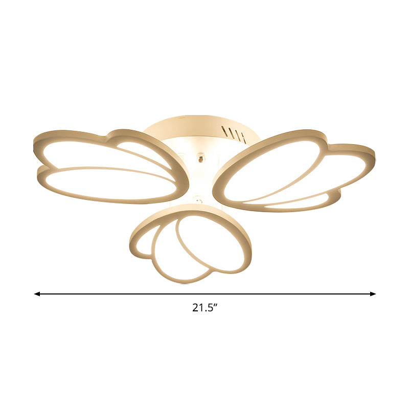 Leaf Flush Mount Light Contemporary Acrylic 3/6/9 Lights Living Room LED Ceiling Lighting Fixture in Warm/White/Natural Light Clearhalo 'Ceiling Lights' 'Close To Ceiling Lights' 'Close to ceiling' 'Semi-flushmount' Lighting' 157732