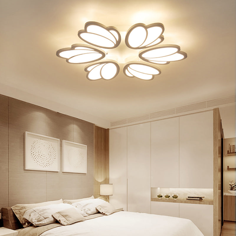 Leaf Flush Mount Light Contemporary Acrylic 3/6/9 Lights Living Room LED Ceiling Lighting Fixture in Warm/White/Natural Light Clearhalo 'Ceiling Lights' 'Close To Ceiling Lights' 'Close to ceiling' 'Semi-flushmount' Lighting' 157734