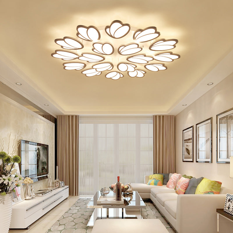 Leaf Flush Mount Light Contemporary Acrylic 3/6/9 Lights Living Room LED Ceiling Lighting Fixture in Warm/White/Natural Light Clearhalo 'Ceiling Lights' 'Close To Ceiling Lights' 'Close to ceiling' 'Semi-flushmount' Lighting' 157750