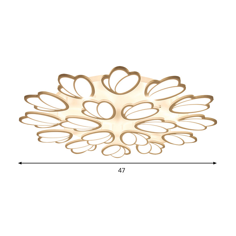 Leaf Flush Mount Light Contemporary Acrylic 3/6/9 Lights Living Room LED Ceiling Lighting Fixture in Warm/White/Natural Light Clearhalo 'Ceiling Lights' 'Close To Ceiling Lights' 'Close to ceiling' 'Semi-flushmount' Lighting' 157752