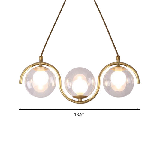 3/5/7 Lights Living Room Chandelier with Ball Clear Glass Shade Post Modernist Gold Led Hanging Ceiling Light Clearhalo 'Ceiling Lights' 'Chandeliers' 'Glass shade' 'Glass' 'Modern Chandeliers' 'Modern' Lighting' 157761