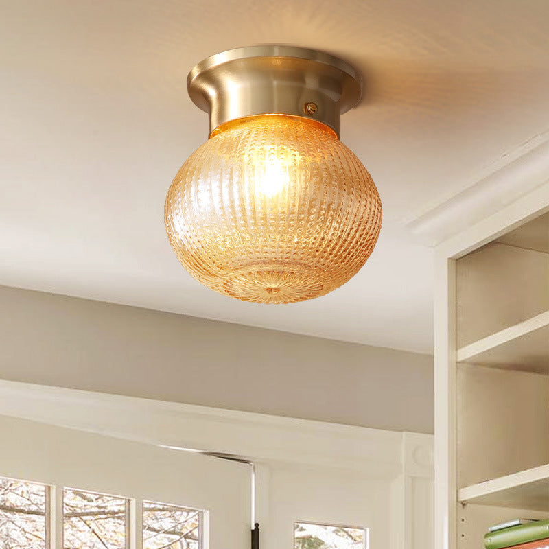 Gold Spherical Flush Mount Modern 1 Light Prismatic Glass Flush Ceiling Light Fixture Gold Clearhalo 'Ceiling Lights' 'Close To Ceiling Lights' 'Close to ceiling' 'Flush mount' Lighting' 157784