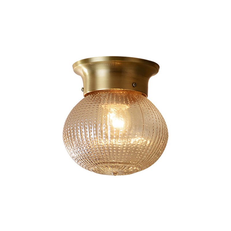 Gold Spherical Flush Mount Modern 1 Light Prismatic Glass Flush Ceiling Light Fixture Clearhalo 'Ceiling Lights' 'Close To Ceiling Lights' 'Close to ceiling' 'Flush mount' Lighting' 157787