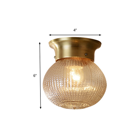 Gold Spherical Flush Mount Modern 1 Light Prismatic Glass Flush Ceiling Light Fixture Clearhalo 'Ceiling Lights' 'Close To Ceiling Lights' 'Close to ceiling' 'Flush mount' Lighting' 157788