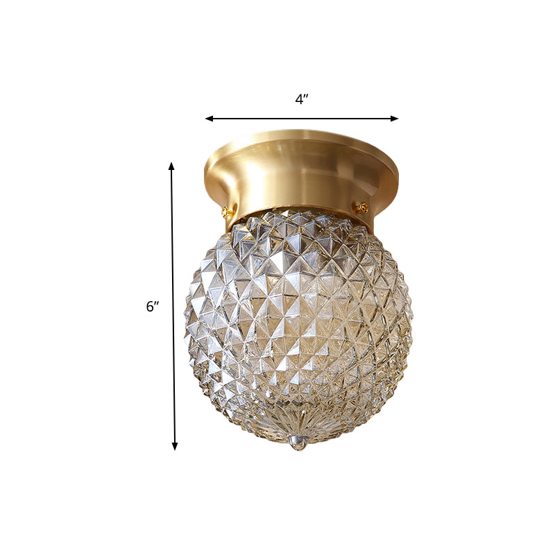 1 Light Kitchen Flush Lighting with Globe Prism Glass Shade Modern Gold Flush Mount Light Clearhalo 'Ceiling Lights' 'Close To Ceiling Lights' 'Close to ceiling' 'Flush mount' Lighting' 157796