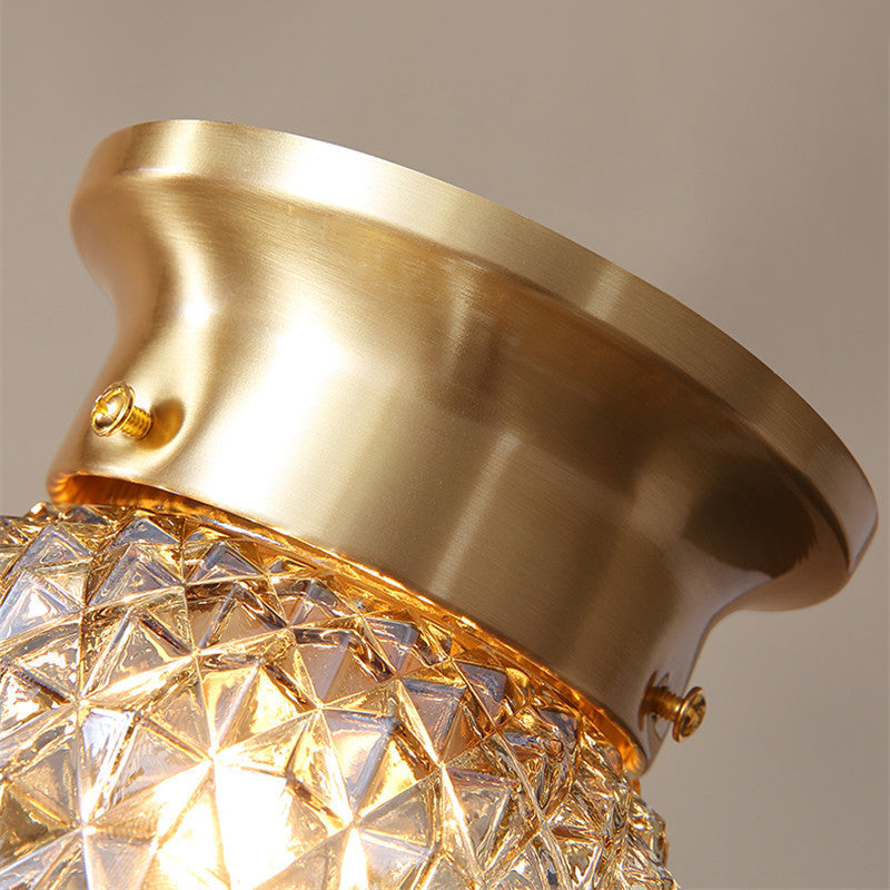 1 Light Kitchen Flush Lighting with Globe Prism Glass Shade Modern Gold Flush Mount Light Clearhalo 'Ceiling Lights' 'Close To Ceiling Lights' 'Close to ceiling' 'Flush mount' Lighting' 157798