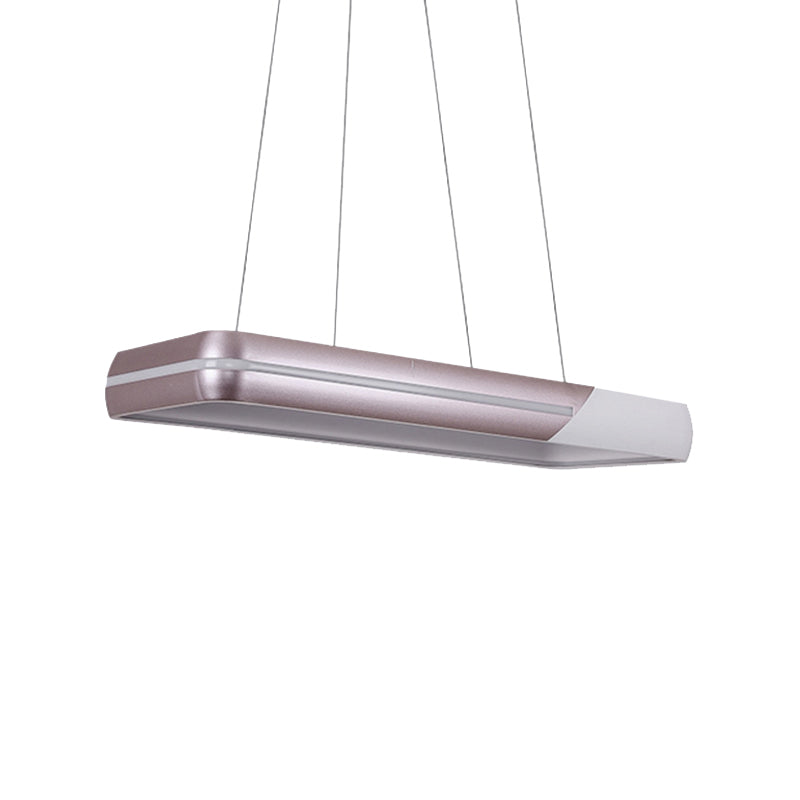 Rectangular Metal Pendant Lighting with Round Corner Simple Style Rose Gold LED Hanging Ceiling Light for Dining Room Clearhalo 'Ceiling Lights' 'Modern Pendants' 'Modern' 'Pendant Lights' 'Pendants' Lighting' 157817