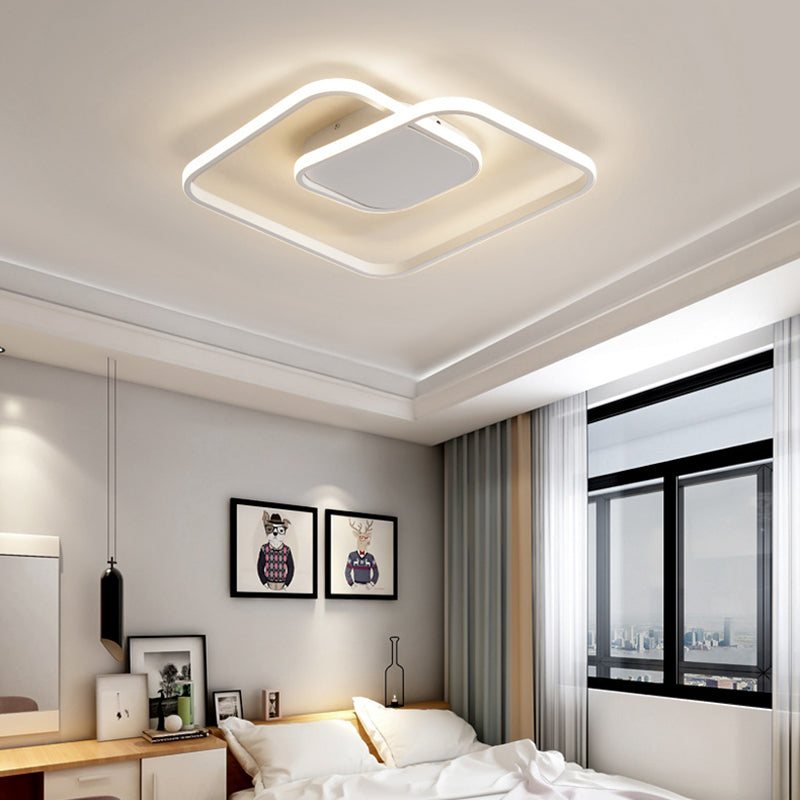 Square Flush Ceiling Light Contemporary Acrylic White/Black/Gold Modern LED Ceiling Lamp for Bedroom in Warm/White White Clearhalo 'Ceiling Lights' 'Close To Ceiling Lights' 'Close to ceiling' 'Flush mount' Lighting' 157820