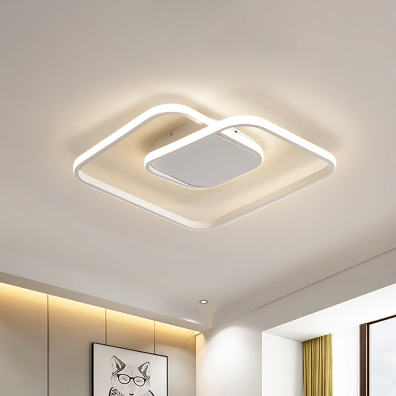 Square Flush Ceiling Light Contemporary Acrylic White/Black/Gold Modern LED Ceiling Lamp for Bedroom in Warm/White Clearhalo 'Ceiling Lights' 'Close To Ceiling Lights' 'Close to ceiling' 'Flush mount' Lighting' 157821