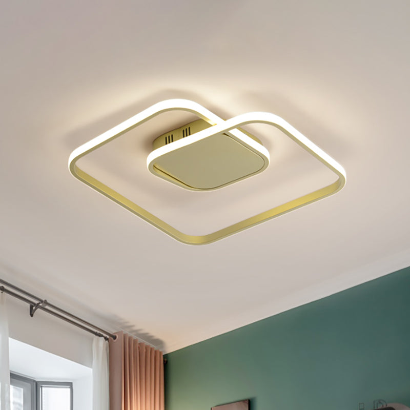 Square Flush Ceiling Light Contemporary Acrylic White/Black/Gold Modern LED Ceiling Lamp for Bedroom in Warm/White Gold Clearhalo 'Ceiling Lights' 'Close To Ceiling Lights' 'Close to ceiling' 'Flush mount' Lighting' 157827