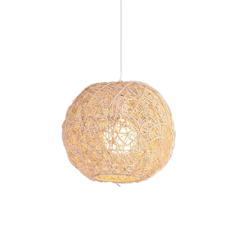 Rattan Orb Hanging Ceiling Light Country Style One Light Pendant Lighting in Beige Clearhalo 'Ceiling Lights' 'Pendant Lights' 'Pendants' Lighting' 157862