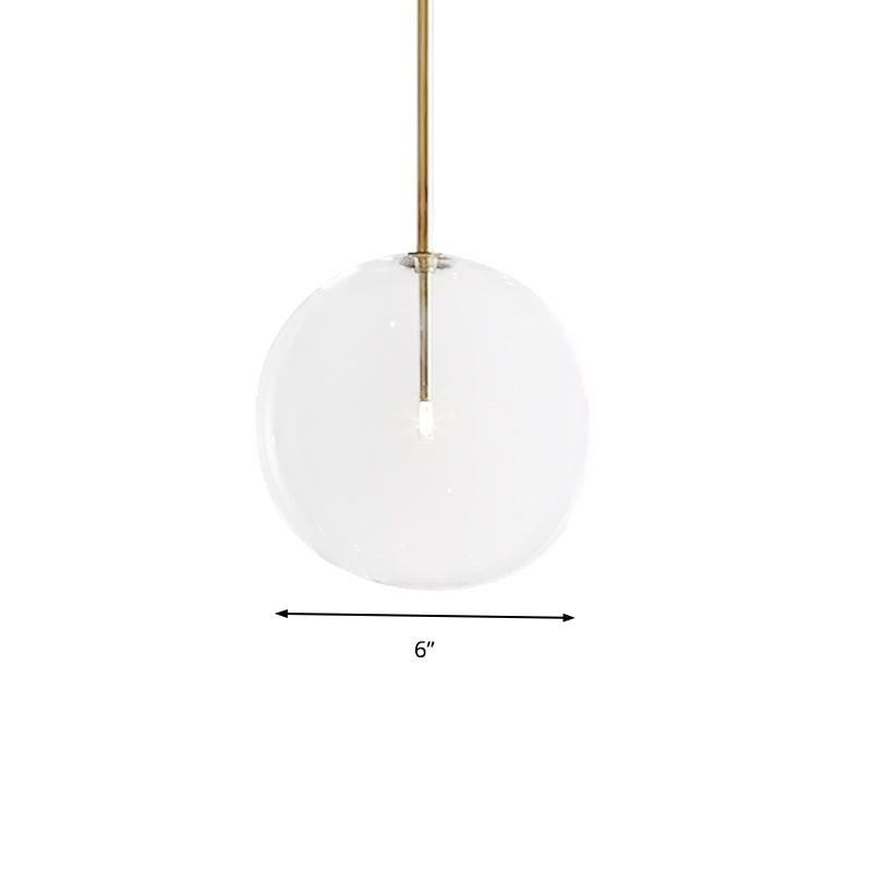 Post Modern Global Pendant Lighting Clear Glass 1 Light 6"/7"/8" Wide Led Hanging Lamp for Dining Room Clearhalo 'Ceiling Lights' 'Glass shade' 'Glass' 'Modern Pendants' 'Modern' 'Pendant Lights' 'Pendants' Lighting' 157869