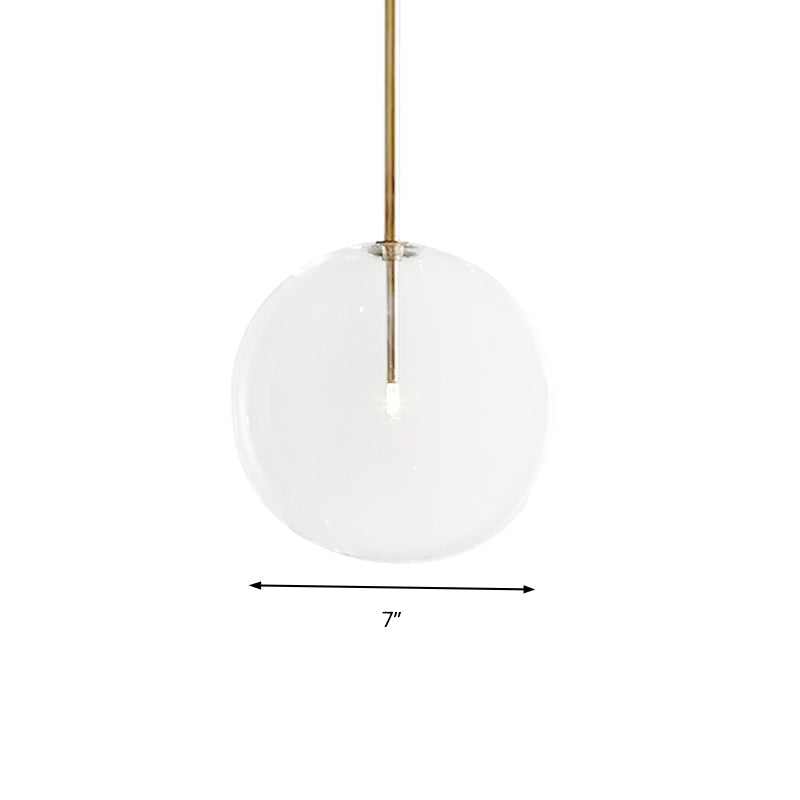 Post Modern Global Pendant Lighting Clear Glass 1 Light 6"/7"/8" Wide Led Hanging Lamp for Dining Room Clearhalo 'Ceiling Lights' 'Glass shade' 'Glass' 'Modern Pendants' 'Modern' 'Pendant Lights' 'Pendants' Lighting' 157870