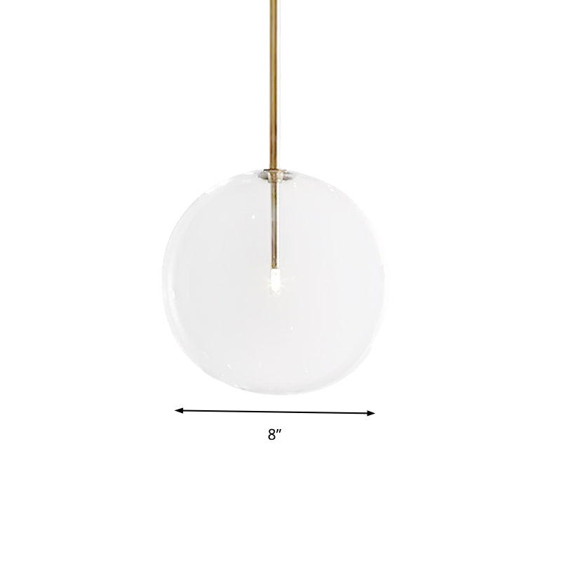 Post Modern Global Pendant Lighting Clear Glass 1 Light 6"/7"/8" Wide Led Hanging Lamp for Dining Room Clearhalo 'Ceiling Lights' 'Glass shade' 'Glass' 'Modern Pendants' 'Modern' 'Pendant Lights' 'Pendants' Lighting' 157871