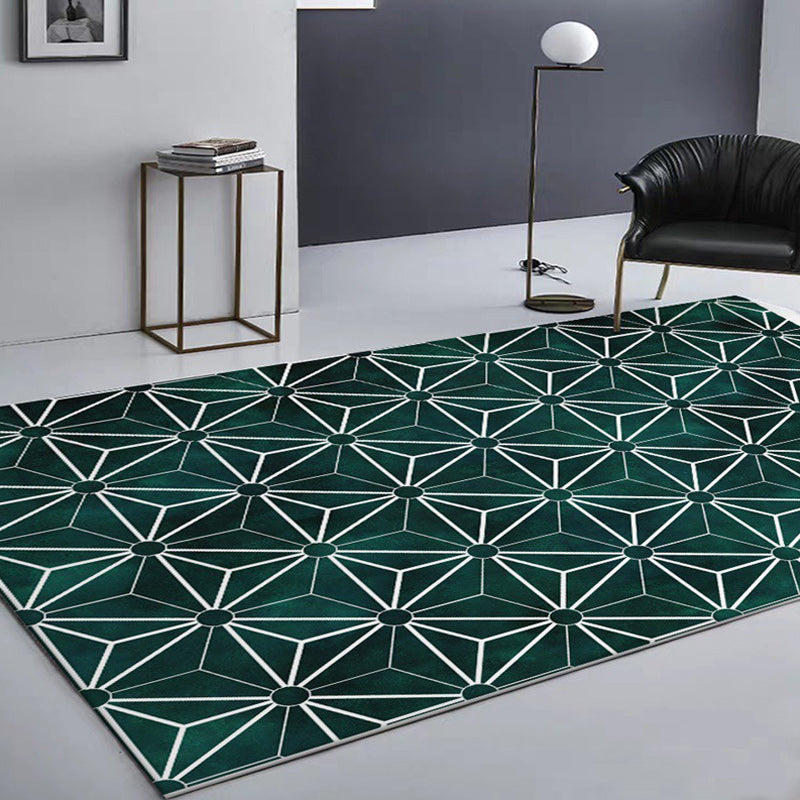 Creative Geometric Pattern Rug Green Modern Rug Polyester Washable Anti-Slip Backing Area Rug for Living Room Blackish Green Clearhalo 'Area Rug' 'Modern' 'Rugs' Rug' 1578775