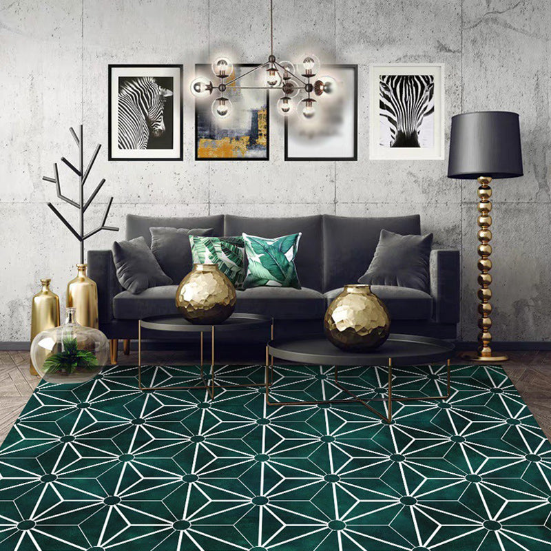 Creative Geometric Pattern Rug Green Modern Rug Polyester Washable Anti-Slip Backing Area Rug for Living Room Clearhalo 'Area Rug' 'Modern' 'Rugs' Rug' 1578776