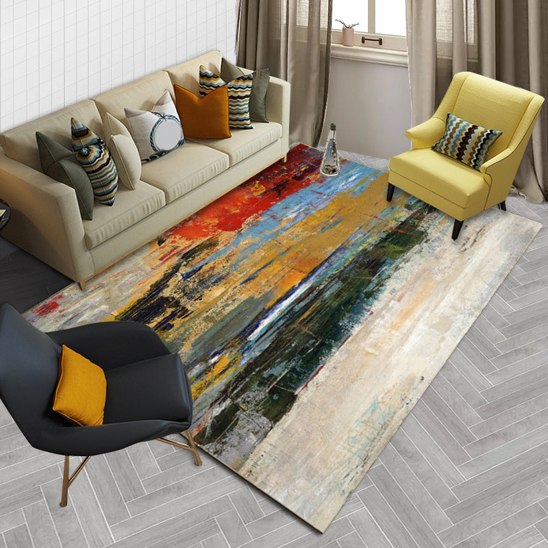 Multicolor Casual Rug Polyester Abstract Brushstroke Painting Pattern Rug Washable Area Rug for Bedroom Clearhalo 'Area Rug' 'Modern' 'Rugs' Rug' 1578808