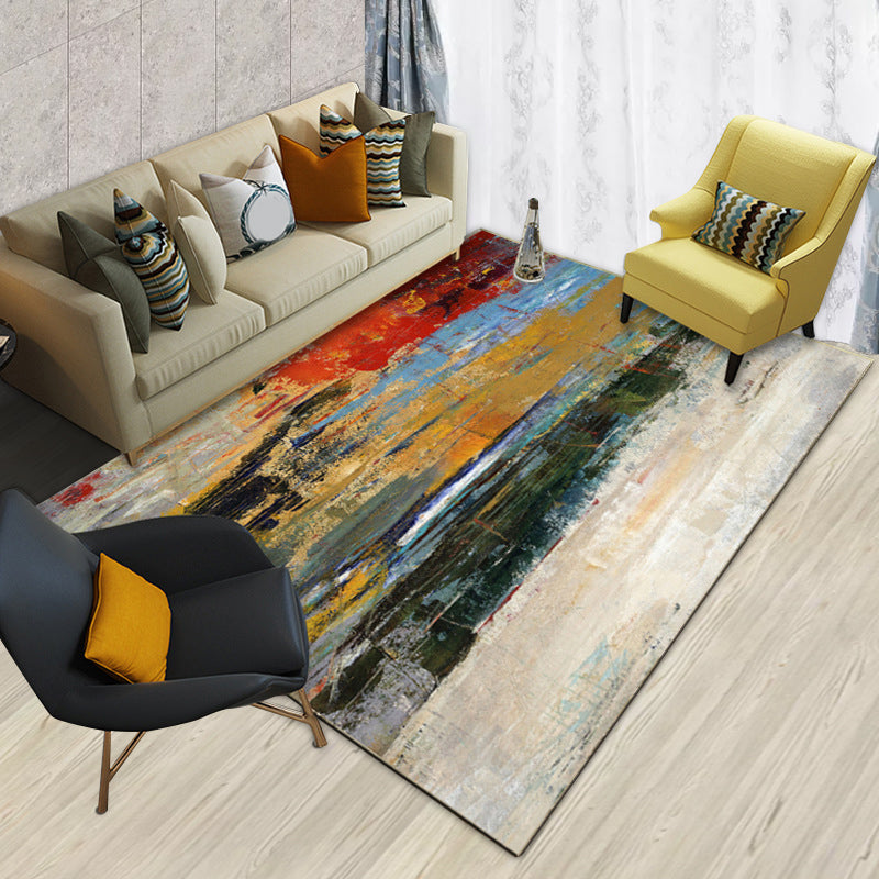 Multicolor Casual Rug Polyester Abstract Brushstroke Painting Pattern Rug Washable Area Rug for Bedroom Clearhalo 'Area Rug' 'Modern' 'Rugs' Rug' 1578809