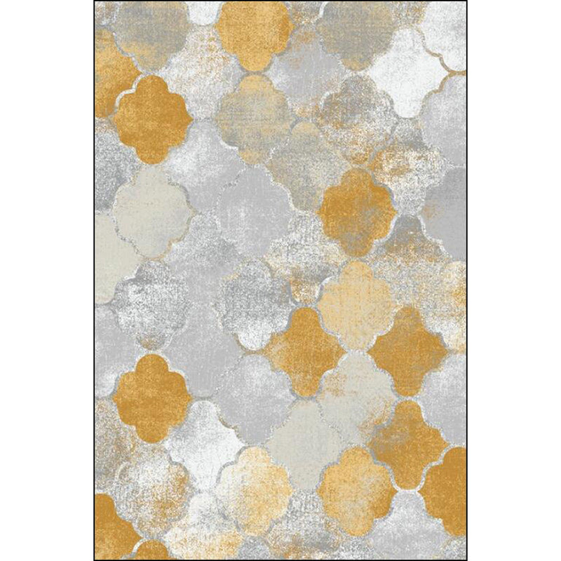 Yellow and Grey Contemporary Rug Polyester Albany Geometric Ogee Print Rug Washable Non-Slip Backing Carpet for Living Room Clearhalo 'Area Rug' 'Modern' 'Rugs' Rug' 1578832
