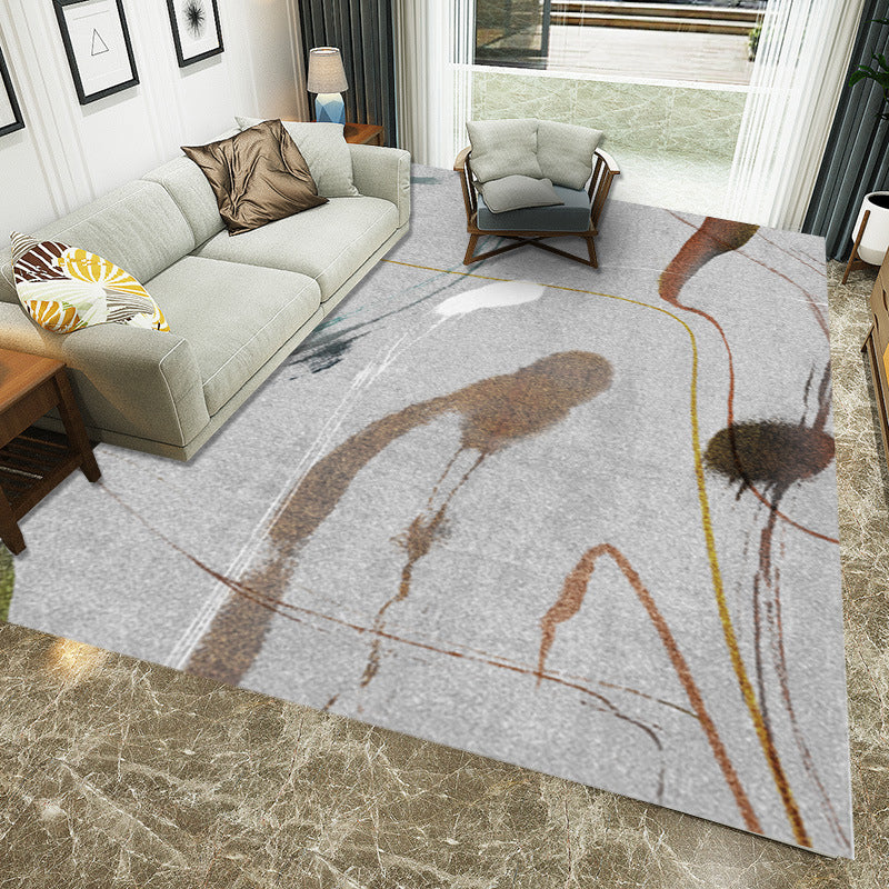 Grey Casual Rug Polyester Abstract Rug Washable Non-Slip Backing Carpet for Living Room Grey Clearhalo 'Area Rug' 'Modern' 'Rugs' Rug' 1578877