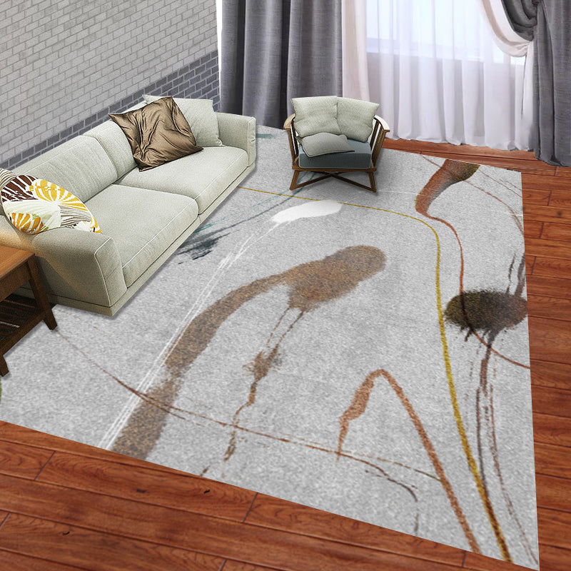 Grey Casual Rug Polyester Abstract Rug Washable Non-Slip Backing Carpet for Living Room Clearhalo 'Area Rug' 'Modern' 'Rugs' Rug' 1578879