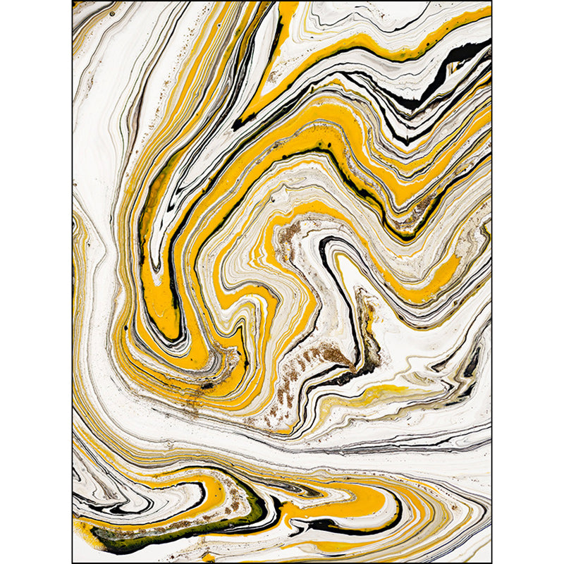 Yellow and White Contemporary Rug Polyester Swirl Lines Watercolor Print Rug Washable Non-Slip Backing Area Rug for Living Room Clearhalo 'Area Rug' 'Modern' 'Rugs' Rug' 1578894