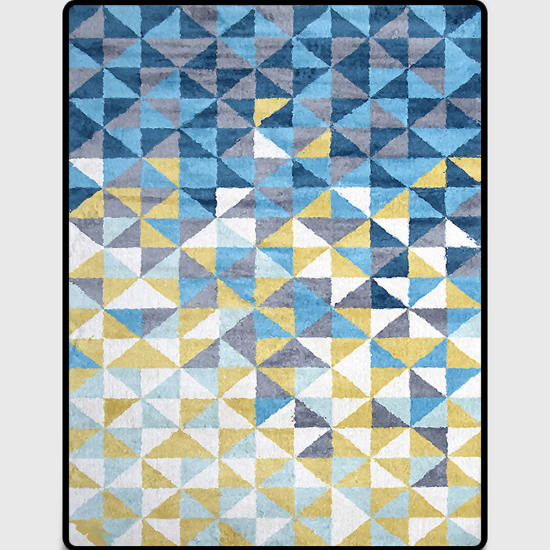 Blue and Yellow Bedroom Rug Modern Geometric Triangle Pattern Area Rug Polyester Machine Washable Non-Slip Carpet Clearhalo 'Area Rug' 'Modern' 'Rugs' Rug' 1578910