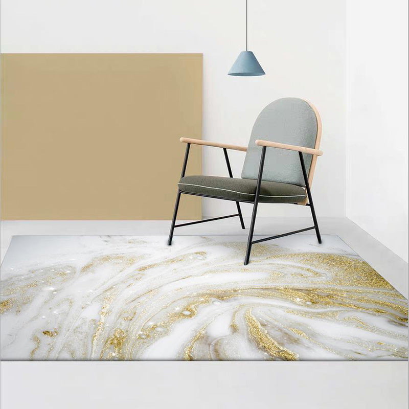 Modern Watercolor Pattern Rug Golden and White Polyester Rug Washable Non-Slip Backing Area Rug for Bedroom Clearhalo 'Area Rug' 'Modern' 'Rugs' Rug' 1578917