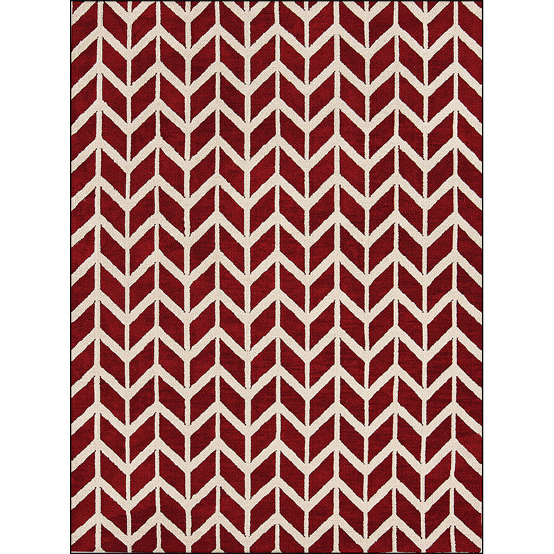 Simple Chevron Print Rug Red Polyester Rug Machine Washable Non-Slip Backing Area Rug for Bedroom Clearhalo 'Area Rug' 'Modern' 'Rugs' Rug' 1578941