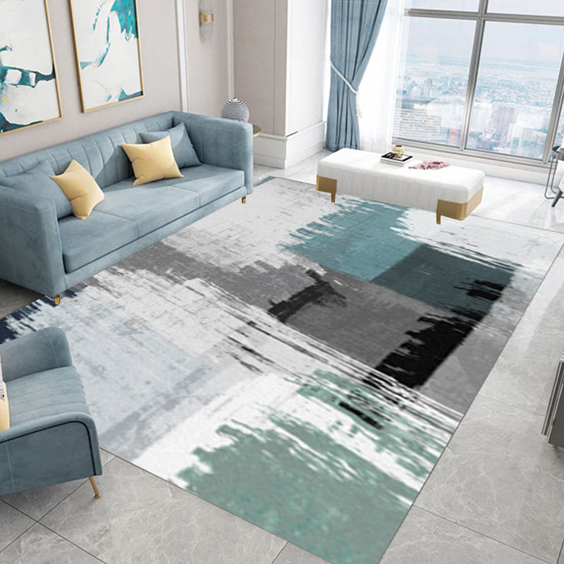 Blue and Grey Modern Rug Polyester Brushstroke Painting Print Rug Washable Non-Slip Backing Carpet for Living Room Clearhalo 'Area Rug' 'Modern' 'Rugs' Rug' 1578988